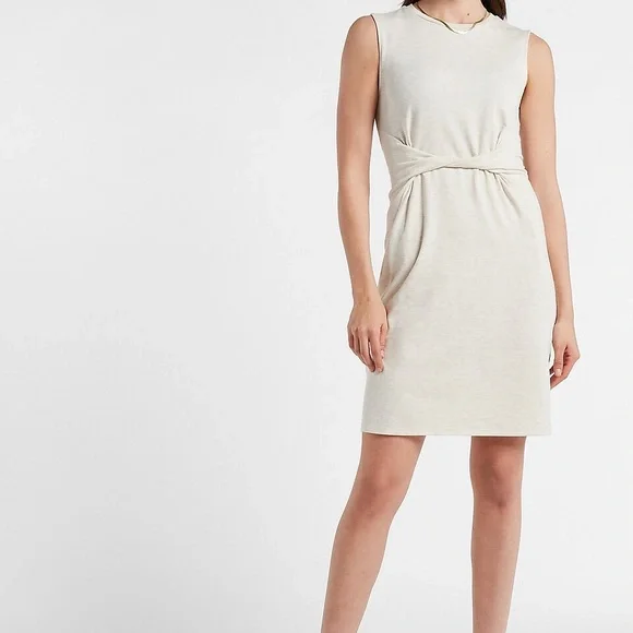 Express | Dresses | 68 Express Soft Twist Front Sleeveless Tshirt Dress  Gray Cream Size Xl | Poshmark